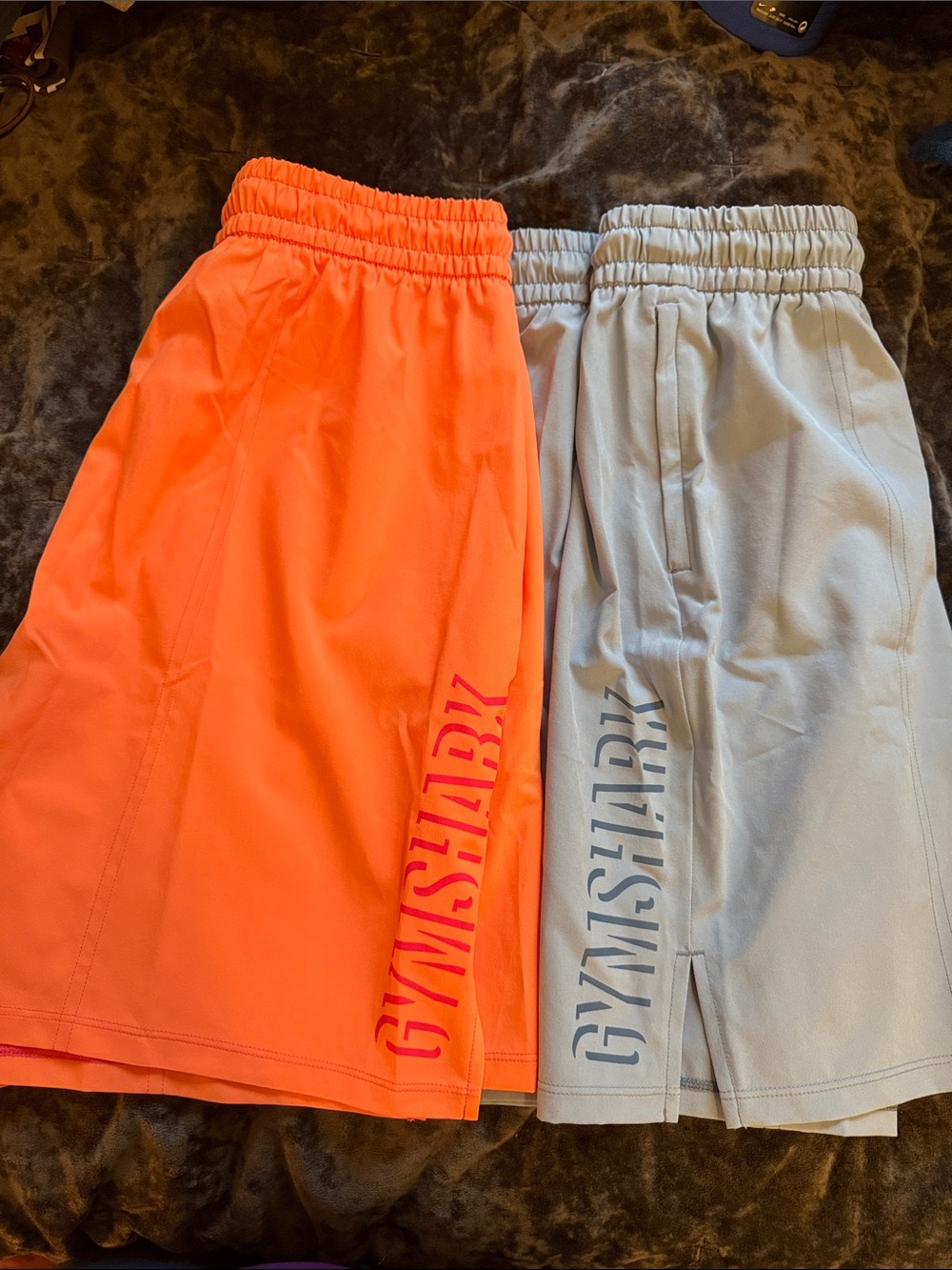 Gymshark Women’s Athletic Shorts — Bright Orange & Light Gray